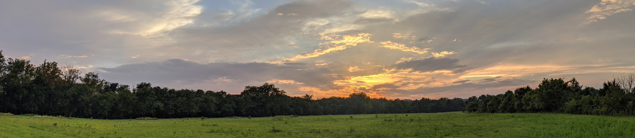 Photo of the sun setting over Selden Island at Janelia Research Campus